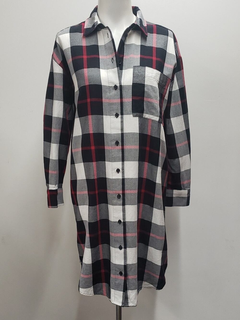 GAP Maternity Plaid Button-Down Shirt Dress Long Sleeve Women's Small